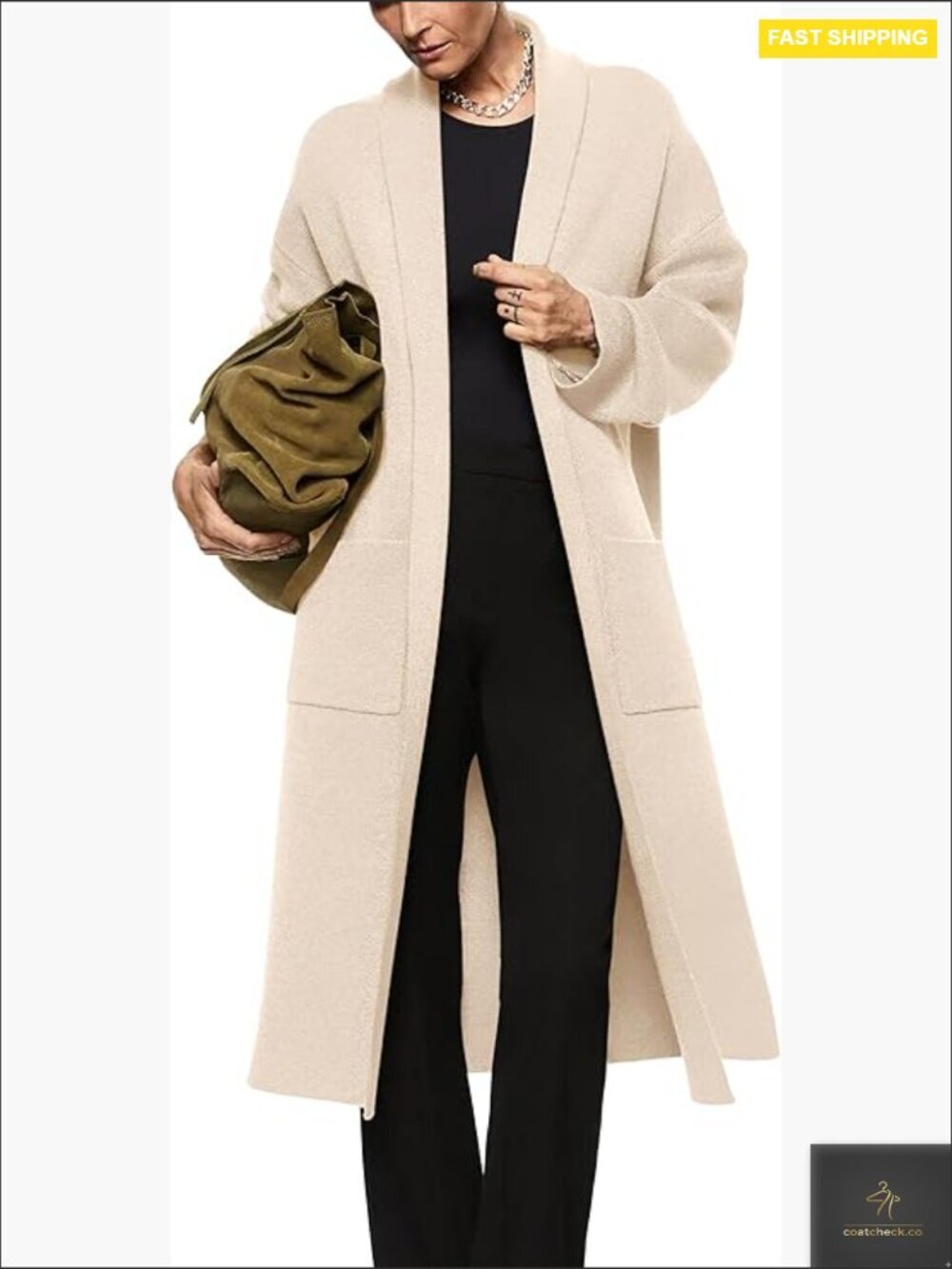 Womens Long Sleeve Maxi Cardigan Open Front Oversized Knitted Sweater Coat